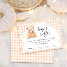 Teedy Bear Pumpkin Baby Shower Blöja Lotteri Kort