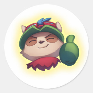 Teemo League of Legends Thumbs Up Cute Runt Klistermärke