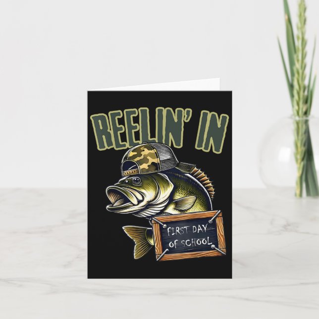 Teen Boys Fishing Reeling In First Day Of School B Kort (Framsida)