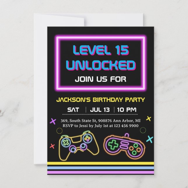 Teen Gaming Gamer Boy Video Game Player Inbjudningar (Framsida)