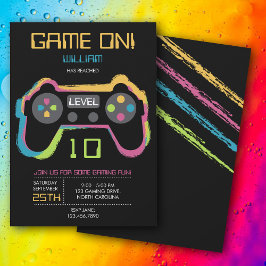 Teen Gaming Gamer Video Game Player Birthday Inbjudningar