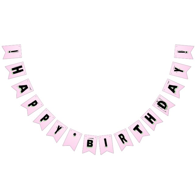 Teen Girl Pink Punk Lettering Kids Birthday Vimplar (Alla)