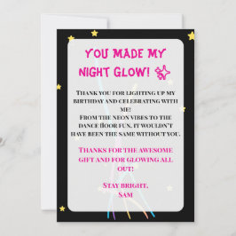 Teen Glow Party Thank You Card – Neon Nights Editi Inbjudningar