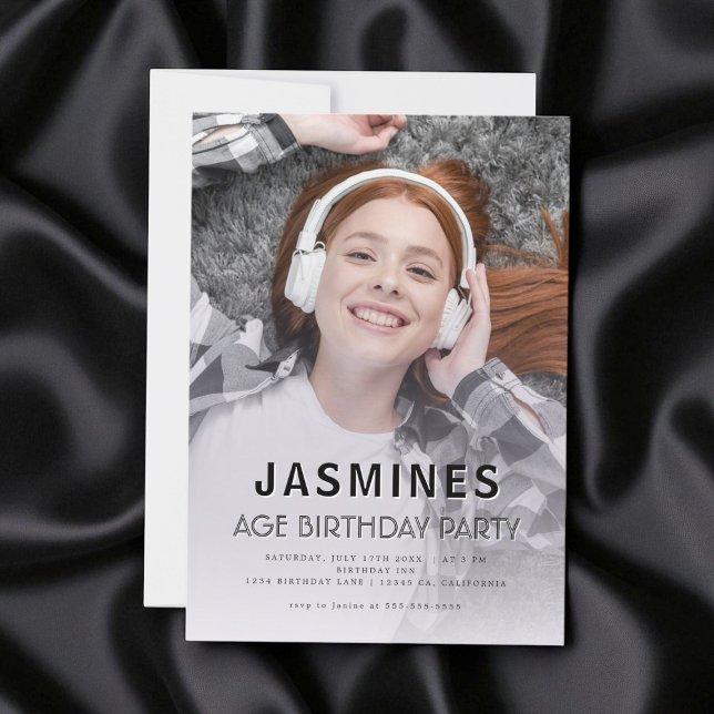Teen modern photo  birthday party inbjudningar (Skapare uppladdad)