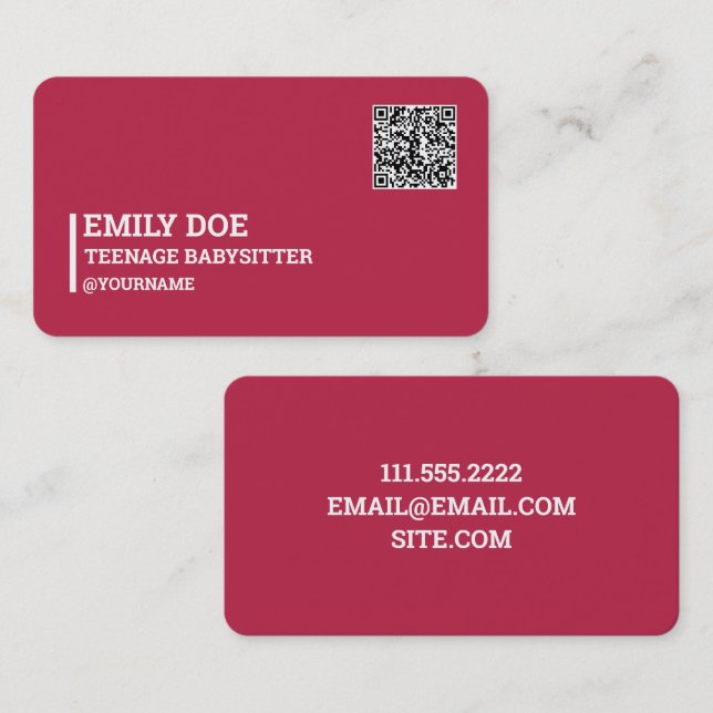 Teenage Babywatch QR-kod Visitkort (Fram/baksida)