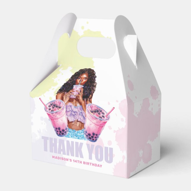 Teenage Boba Tea Anpassningsbar African American B Presentaskar (Framsidan Sidan)