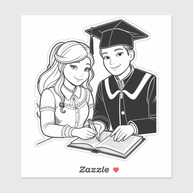 Teenage Boy and Girl Klistermärken (Ark)