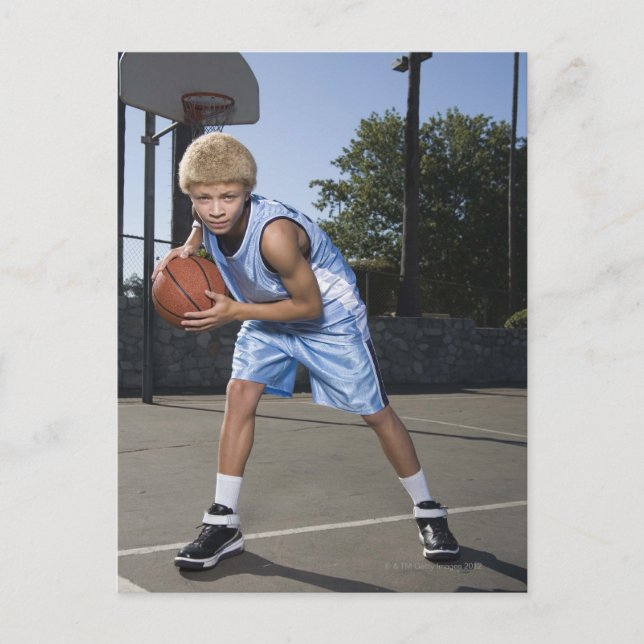 Teenage boy på basketbollstol 2 vykort (Framsida)