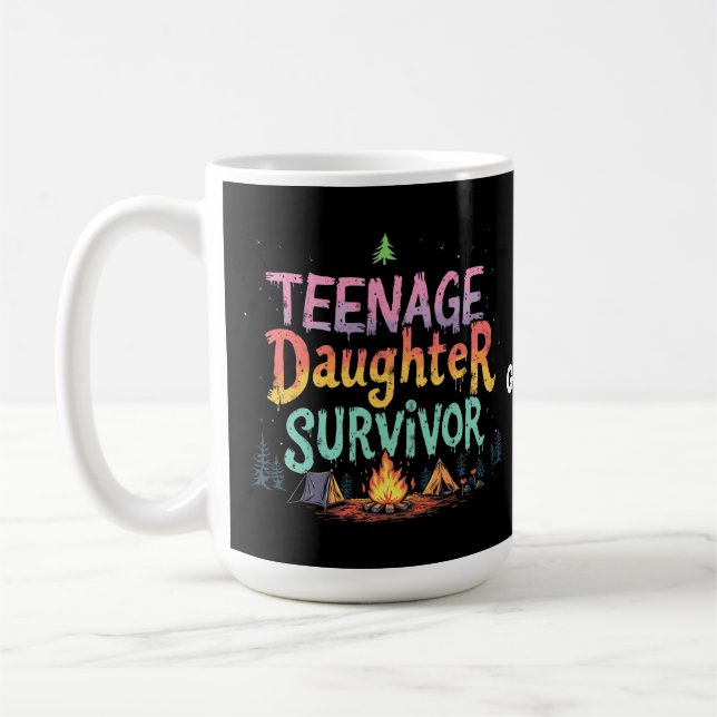 Teenage DaughSurvivor Funny Parentings-citat Kaffemugg (Vänster)