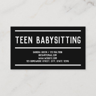 Teenage Sitter Tonåring Babysit Visitkort