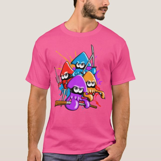 Teenage Splatter Ninja Squids. T Shirt (Framsida)