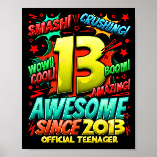 Teenager 13 Year Old Boys 13th Birthday Boy  Poster (Framsidan)