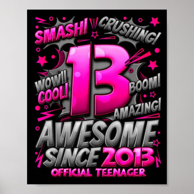 Teenager 13 Year Old Boys 13th Birthday Boy  Poster (Framsidan)