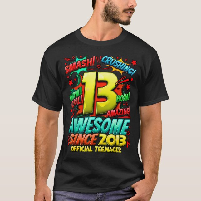 Teenager 13 Year Old Boys 13th Birthday Boy  T Shirt (Framsida)