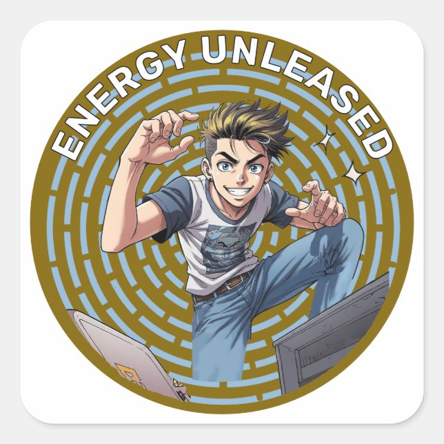 teenager boy fyrkantigt klistermärke (Framsida)