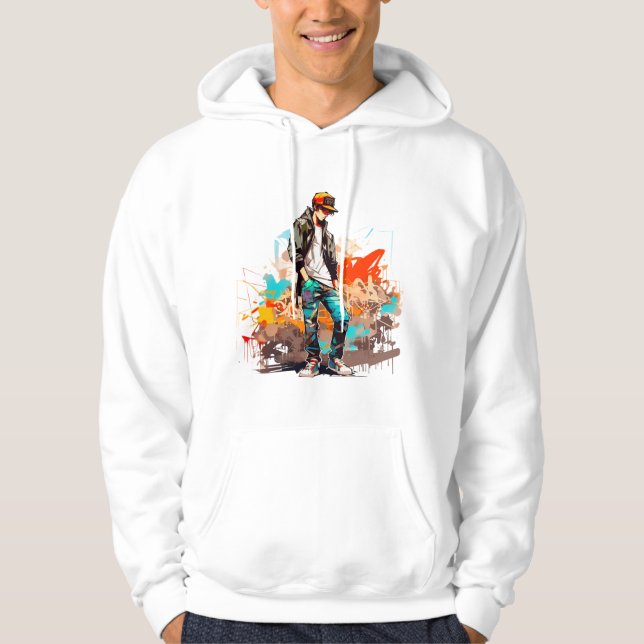 Teenager Boy Graffiti Hoodie (Framsida)