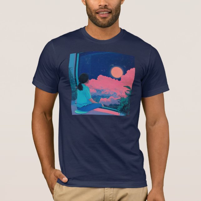 teenager sitting at her window lofi style t shirt (Framsida)