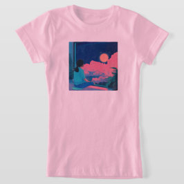 teenager sitting on the window lofi style t shirt