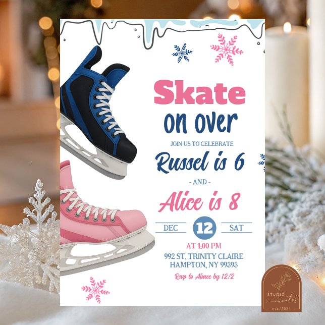 Teenager Skate Sibling Birthday Invitation Inbjudningar (Skapare uppladdad)