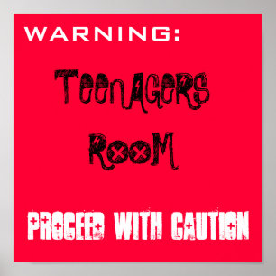 TEENAGERS ROOM PROCEED MED FÖRSIKTIGHET POSTER