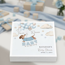 Teenie Weenie Dachshund Balloons Blue Baby Shower Pappersservett