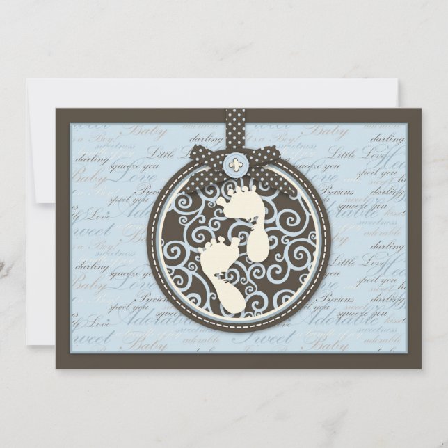 Teeny Toes BLU-inbjudningskort Inbjudningar (Framsida)