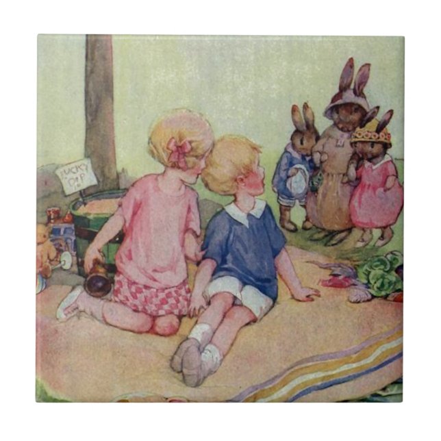 Teeny Weeny kaninfamilj Kakelplatta (Framsidan)