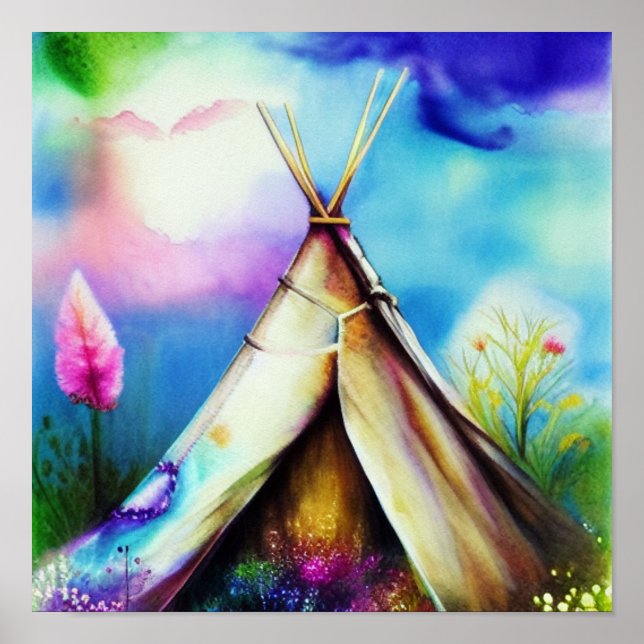 Teepee-bläck och vattenkonst poster (Framsidan)