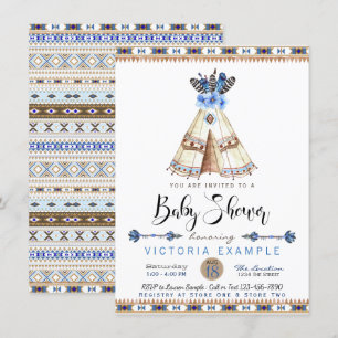 Teepee-indianska baby shower-inbjudningar inbjudningar
