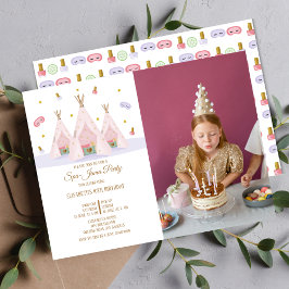 Teepee Spa Birthday Photo Party Inbjudningar