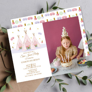 Teepee Spa Birthday Photo Party Inbjudningar