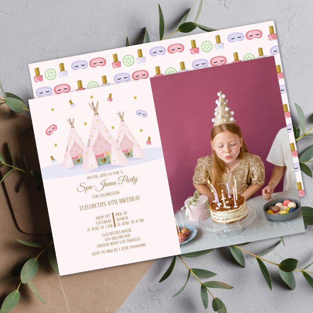 Teepee Spa Birthday Photo Party Inbjudningar (Teepee Spa )
