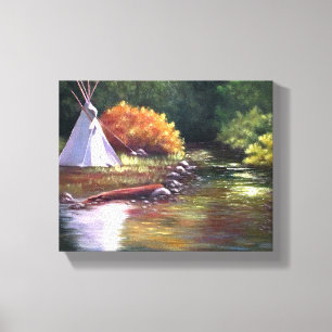 TeePee vid floden Canvastryck