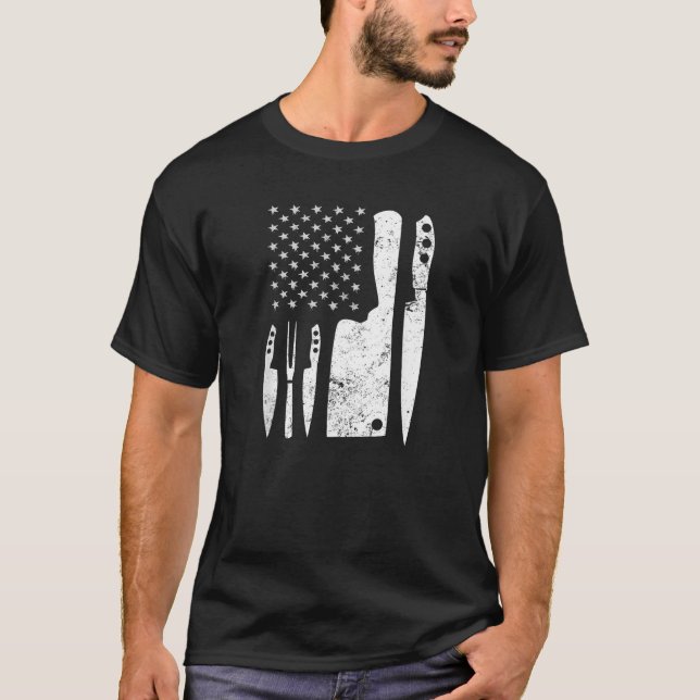 Tees Chef Knivar Patriotic 4:e T Shirt (Framsida)