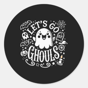 Tees Halloween Lets Go Ghouls Ghost Småbarn Women Runt Klistermärke