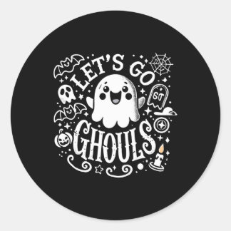 Tees Halloween Lets Go Ghouls Ghost Småbarn Women Runt Klistermärke