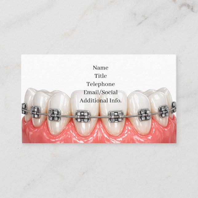 Teeth Braces Orthodontics Dentist Business Card Visitkort (Framsida)