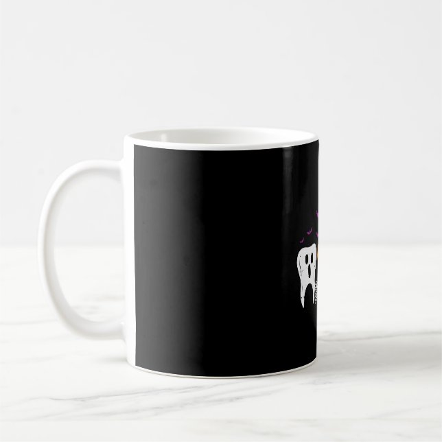 Teeth Ghost Pumpkin Witch Cute Dental Halloween De Kaffemugg (Vänster)