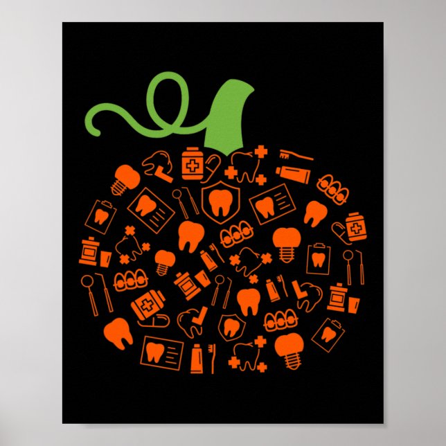 Teeth Ghost Pumpkin Witch Dental Halloween Dentist Poster (Framsidan)