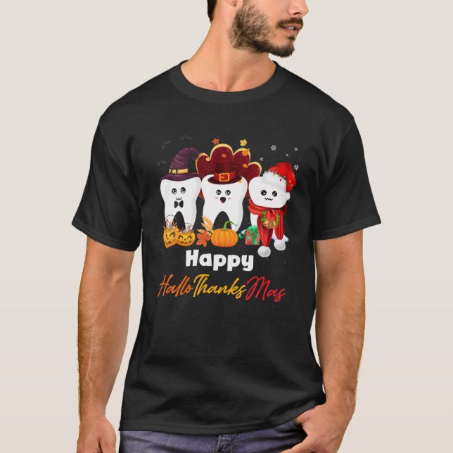 Teeth Hallothanksmas Halloween Thanksgiving Kristu T Shirt (Framsida)