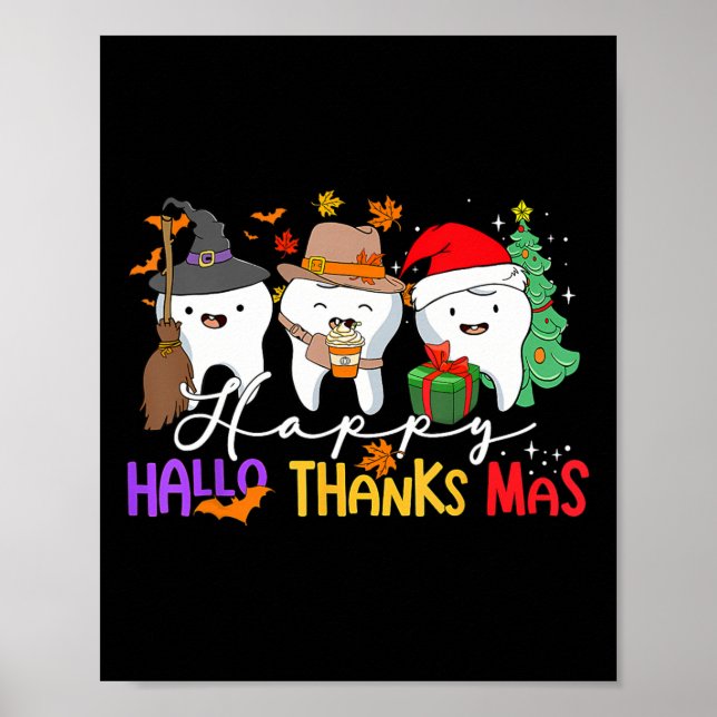 Teeth Halloween Thanksgiving jul Kids Manar De Poster (Framsidan)