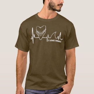 Teeth Heartbeat I Love Sharks Megalodon Tooth Hunt T Shirt