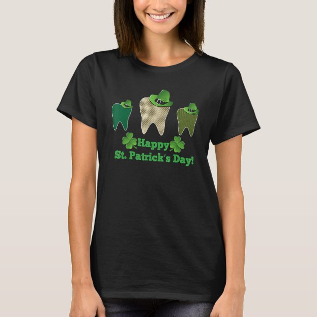 Teeth Leprechaun Hat Happy Saint Patrick's Day Den T Shirt (Framsida)