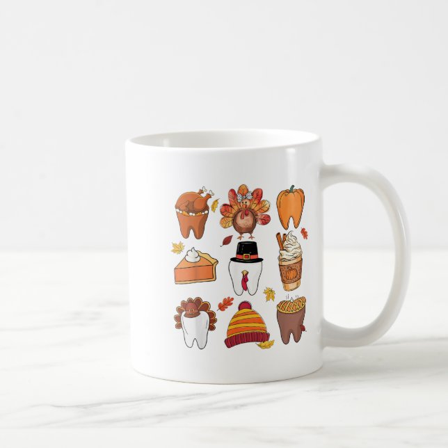 Teeth Pumpkin Turkey Coffee Fall Dental Squad än Kaffemugg (Höger)