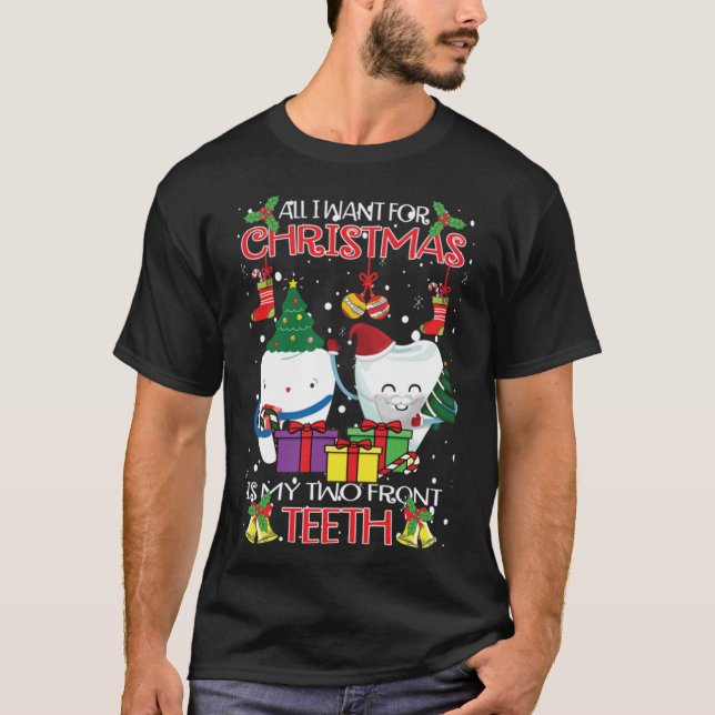 Teeth Santa Hat Ugly jul Sweater Dental Asis T Shirt (Framsida)