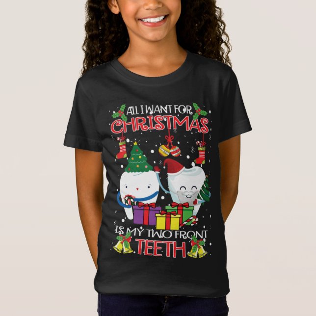 Teeth Santa Hat Ugly jul Sweater for Dental T Shirt (Framsida)