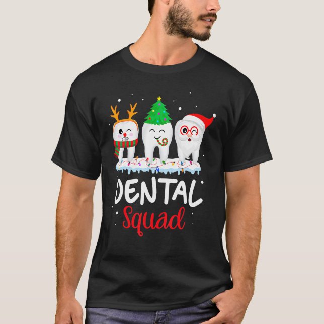 Teeth Santa Reindeer jul Dental Squad T Shirt (Framsida)
