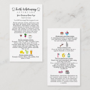 Teeth Whitening Aftercare Instruction Visitkort