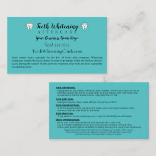 Teeth Whitening Aftercare Instruction Visitkort