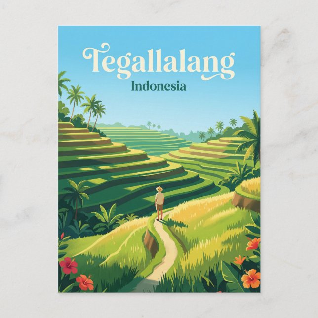 Tegallalang-risterrasserna Indonesien Vykort (Framsida)